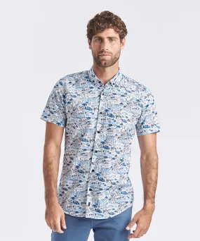 CAMISA MANGA CORTA BUTTON DOWN SLIM FIT BLANCO ESTAMPADO PV24